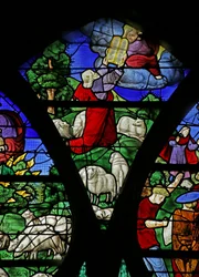 A sivatagban mannát gyűjtő izraelitákat ábrázoló ablak, 1534